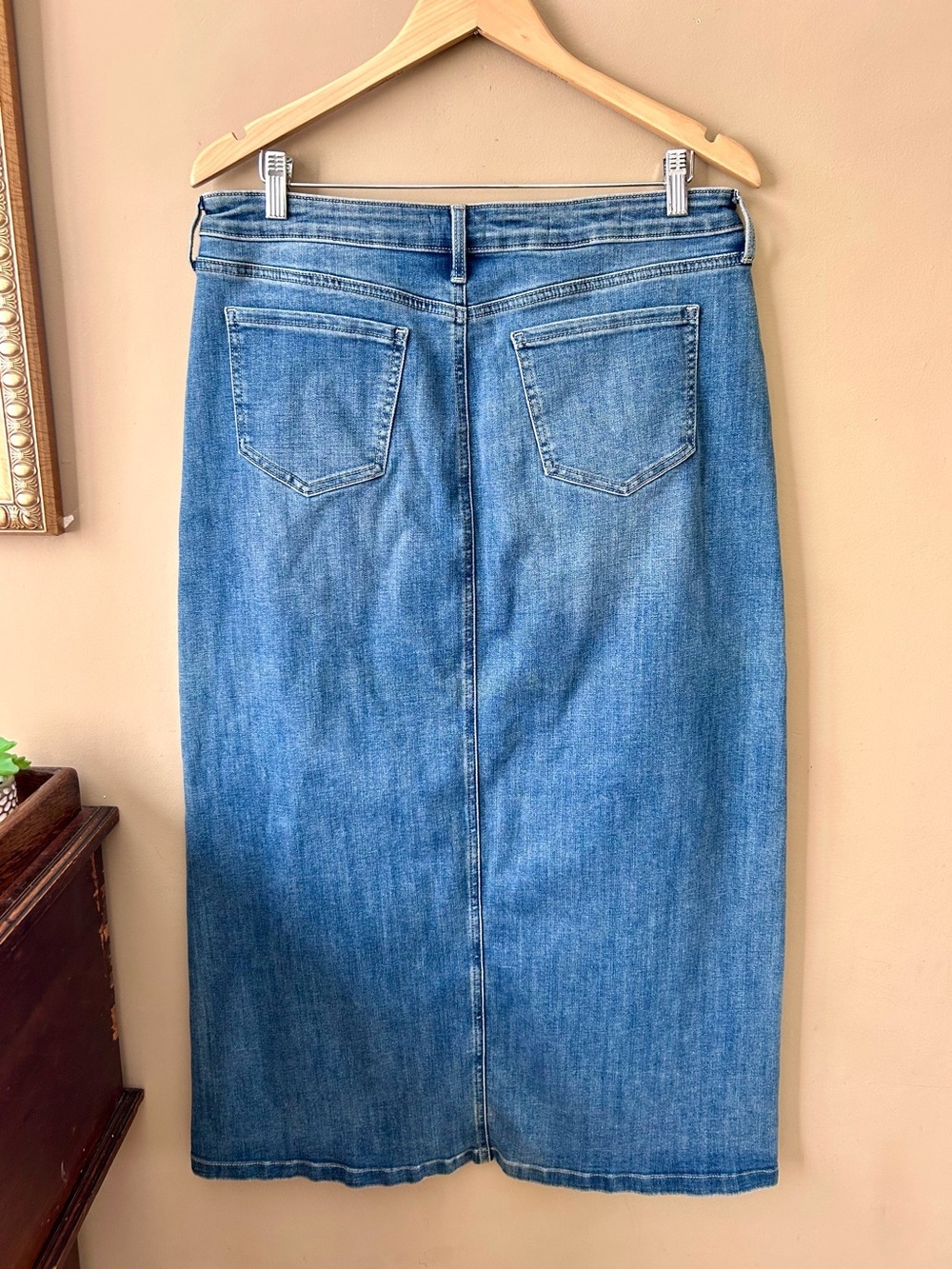NYDJ High Rise Long Skirt Denim Maxi Front Slit Fairmont Size 10 - Picture 6 of 8